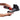 Person using a Force Field product on a black athletic shoe with white laces.